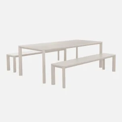 Set tavolo da giardino in alluminio con 2 panchine, 8 sedie