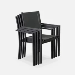 Set tavolo da giardino in alluminio e textilene con 6 sedie