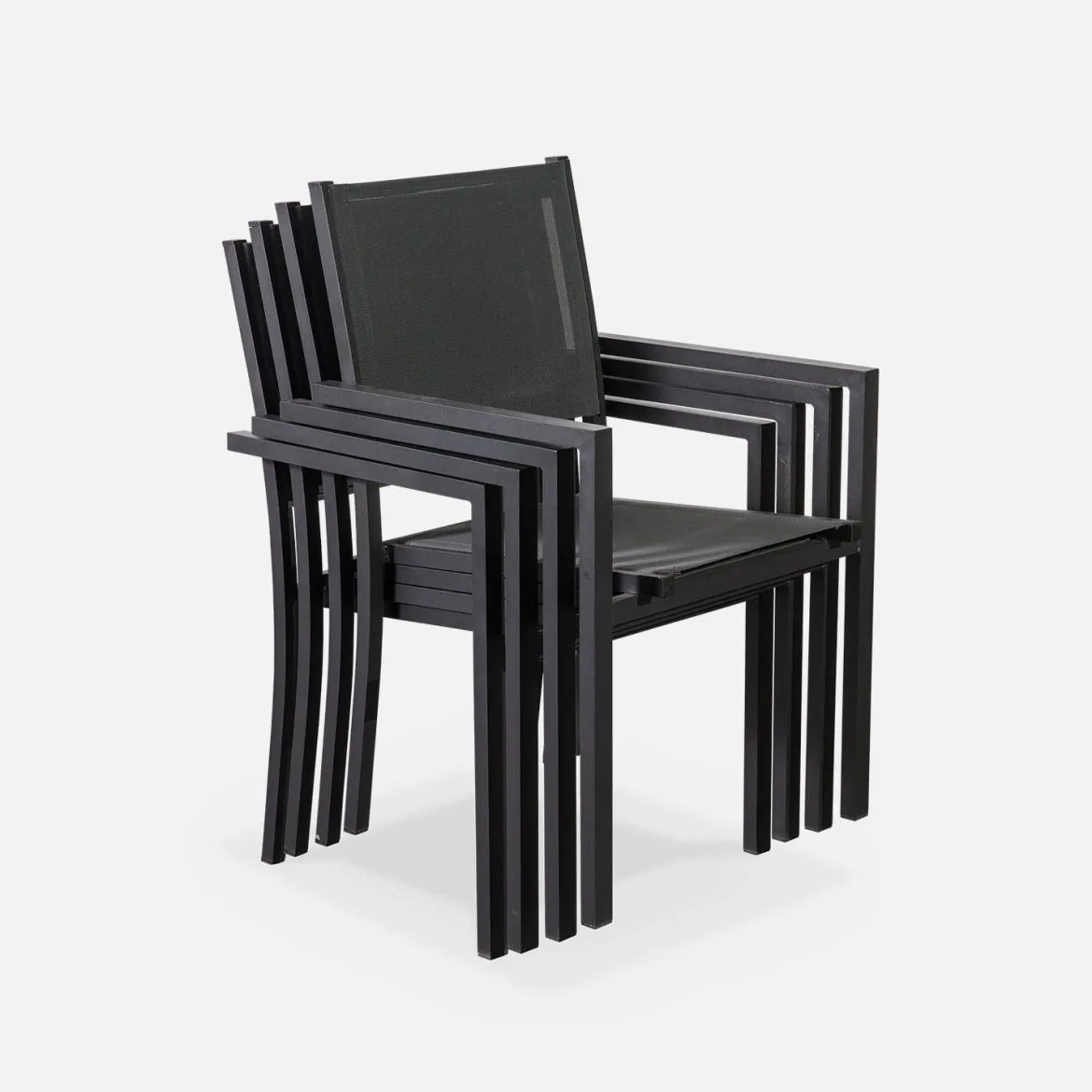 Set tavolo da giardino in alluminio e textilene con 6 sedie