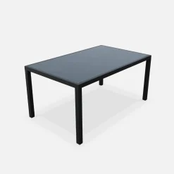 Set tavolo da giardino in alluminio e textilene con 6 sedie