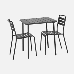 Set tavolo da giardino in acciaio con 2 sedie, 70cm