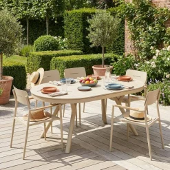 Set tavolo da giardino ovale allungabile in alluminio con 6 sedie