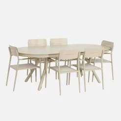 Set tavolo da giardino ovale allungabile in alluminio con 6 sedie