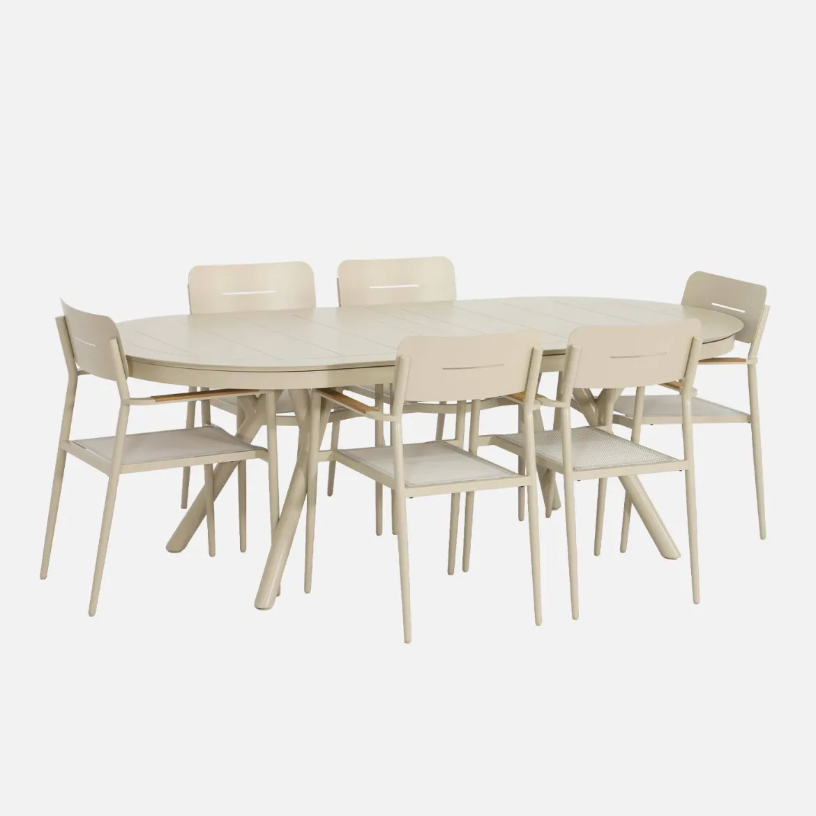 Set tavolo da giardino ovale allungabile in alluminio con 6 sedie