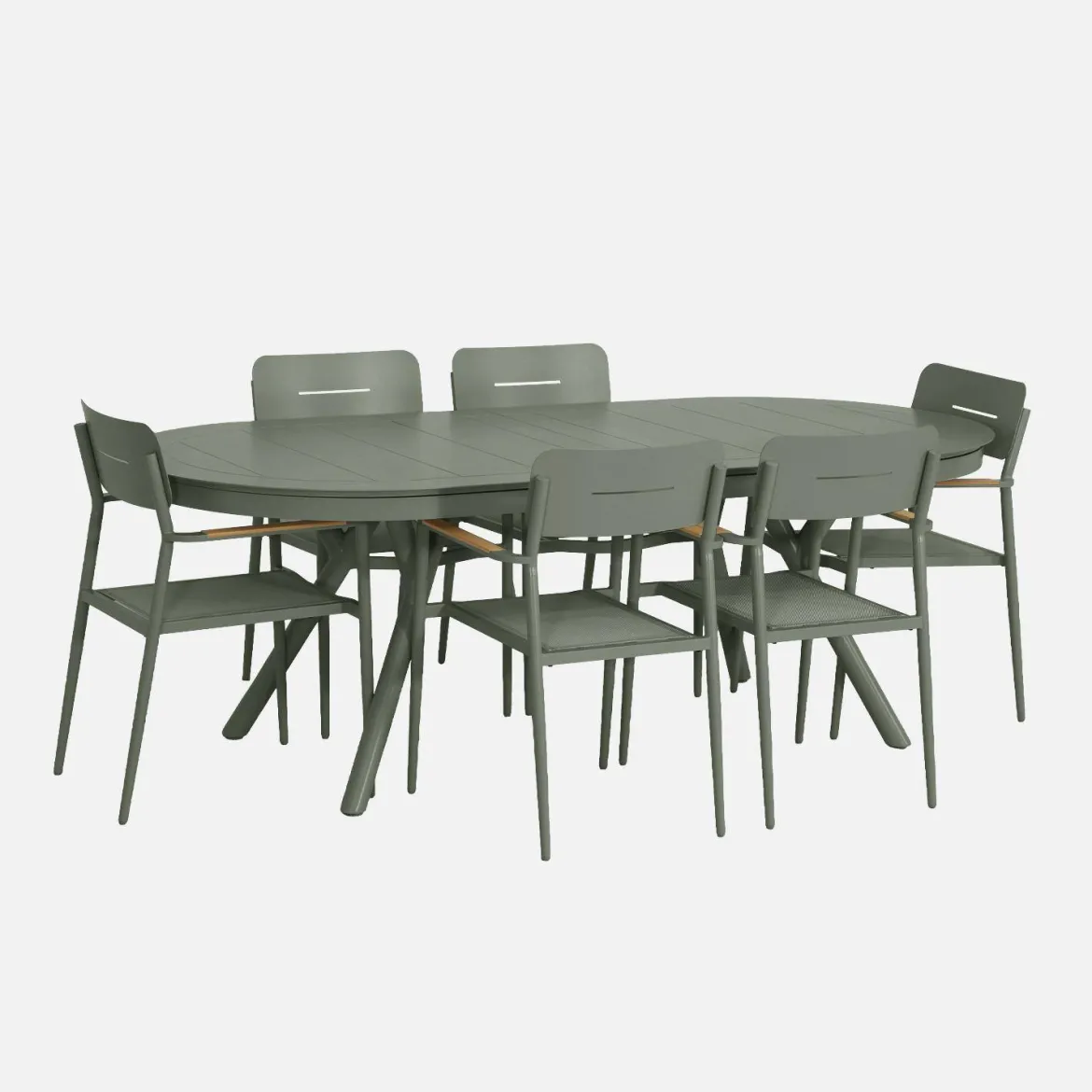 Set tavolo da giardino ovale allungabile in alluminio con 6 sedie