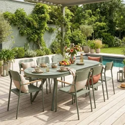 Set tavolo da giardino ovale allungabile in alluminio con 8 sedie