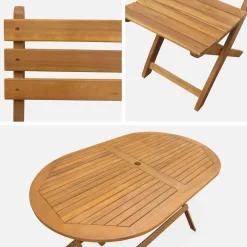 Set tavolo da giardino ovale in legno con 6 sedie