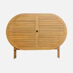 Set tavolo da giardino ovale in legno con 6 sedie