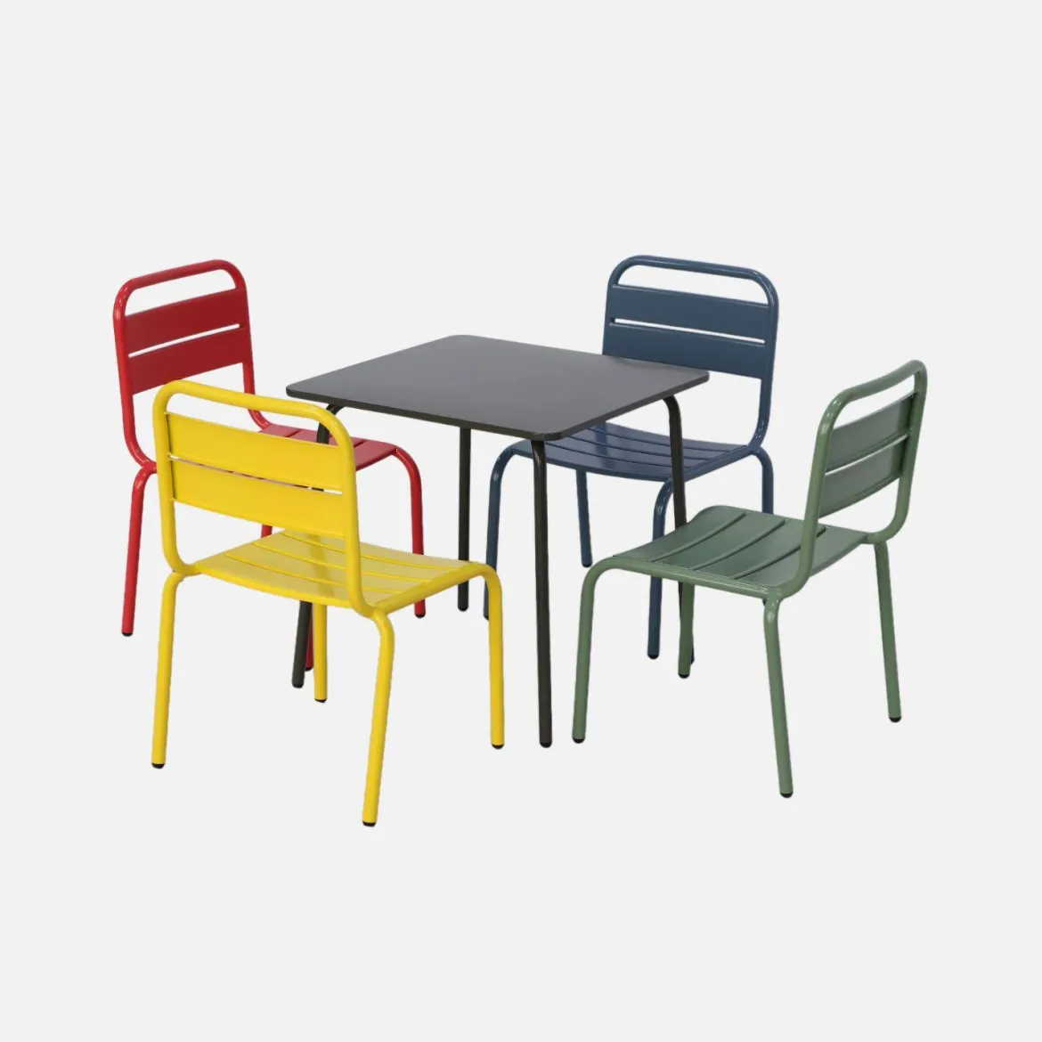 Set tavolo da giardino per bambini in metallo con 4 sedie