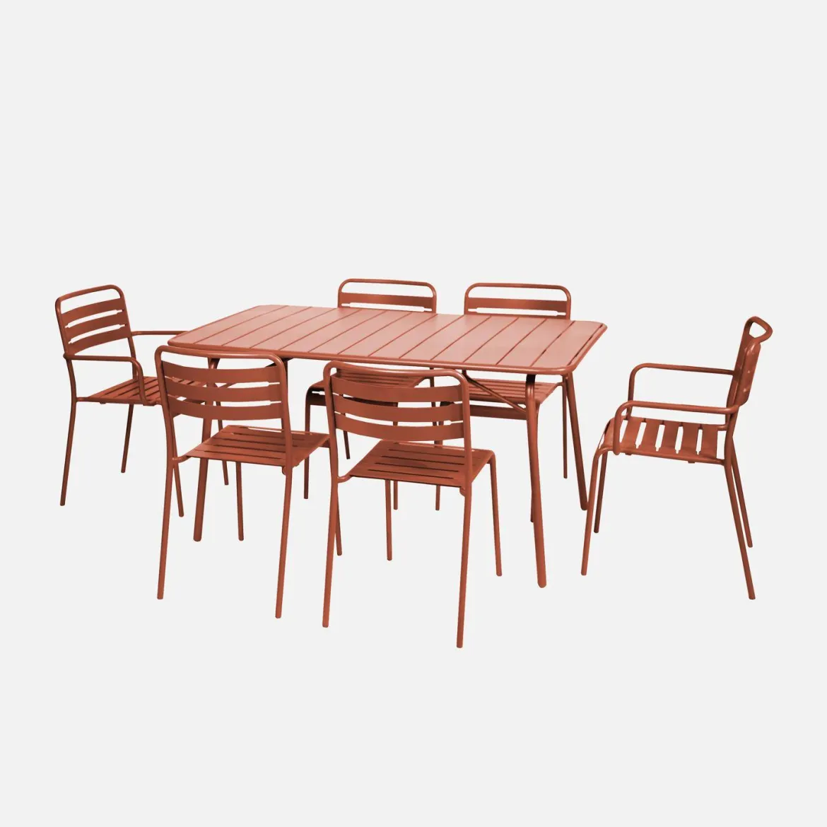 Set tavolo da giardino pieghevole in acciaio con 2 poltrone e 4 sedie, 140cm