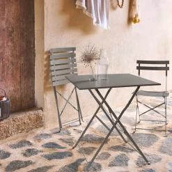 Set tavolo da giardino pieghevole in acciaio con 2 sedie, 70cm