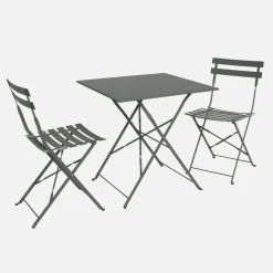 Set tavolo da giardino pieghevole in acciaio con 2 sedie, 70cm
