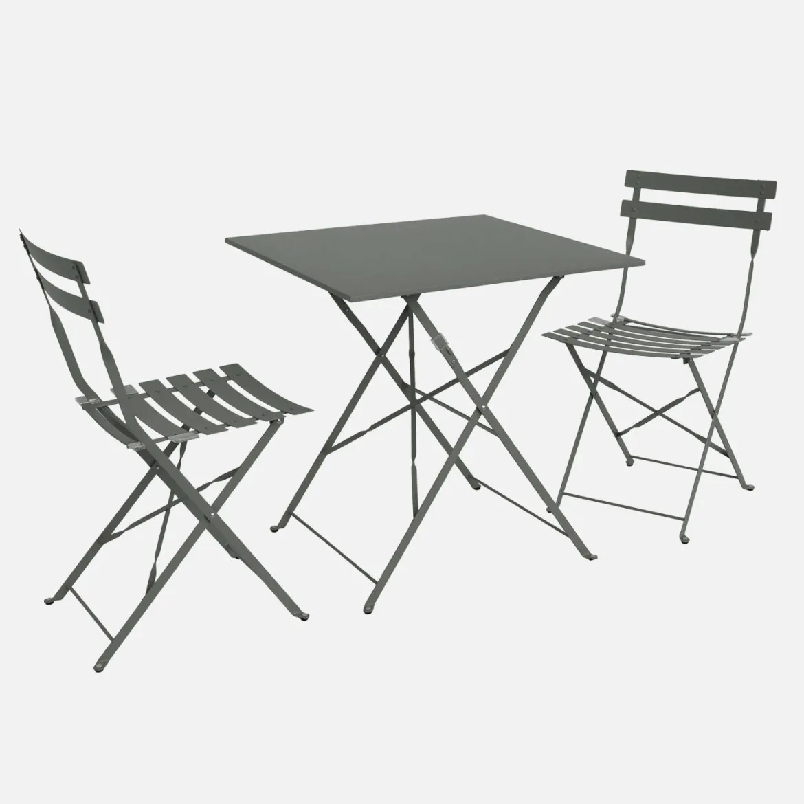 Set tavolo da giardino pieghevole in acciaio con 2 sedie, 70cm
