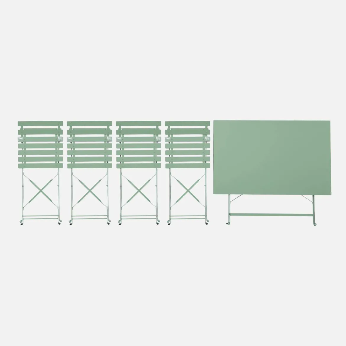 Set tavolo da giardino pieghevole in acciaio con 4 sedie, 110cm