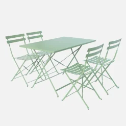 Set tavolo da giardino pieghevole in acciaio con 4 sedie, 110cm