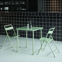 Set tavolo da giardino pieghevole in acciaio con 2 sedie, 70cm