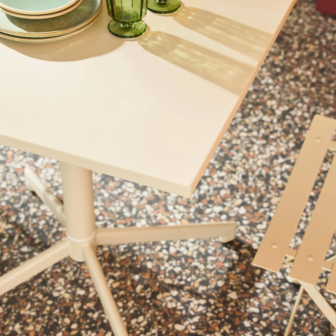 Set tavolo da giardino pieghevole in metallo con 2 sedie