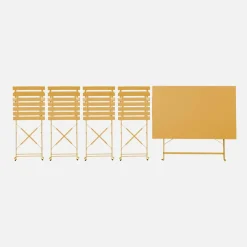 Set tavolo da giardino pieghevole in acciaio con 4 sedie, 110cm