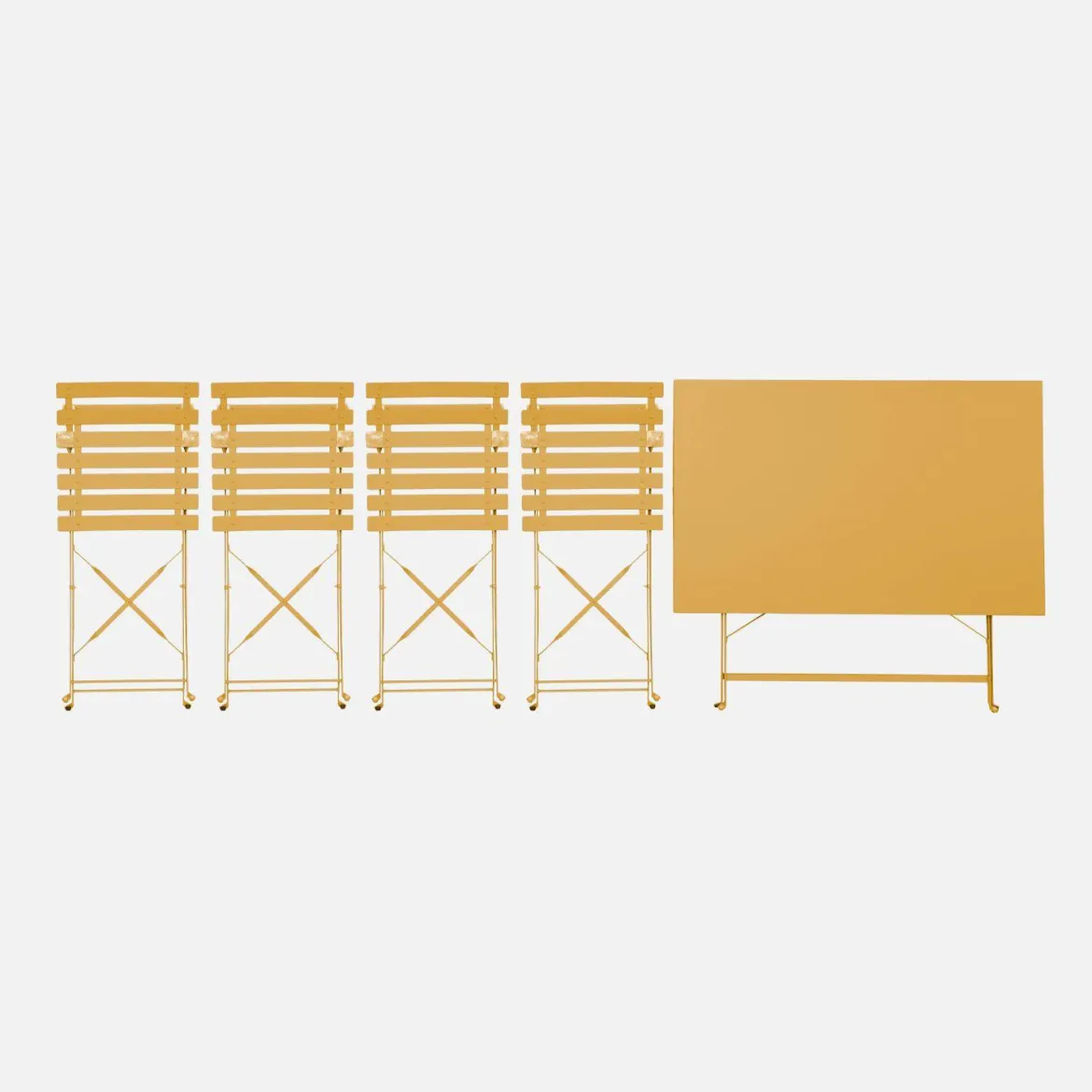 Set tavolo da giardino pieghevole in acciaio con 4 sedie, 110cm