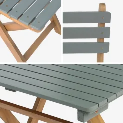 Set tavolo da giardino pieghevole in legno di acacia con 2 sedie