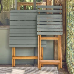 Set tavolo da giardino pieghevole in legno di acacia con 2 sedie