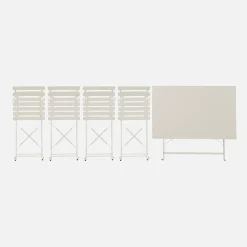 Set tavolo da giardino pieghevole in acciaio con 4 sedie, 110cm