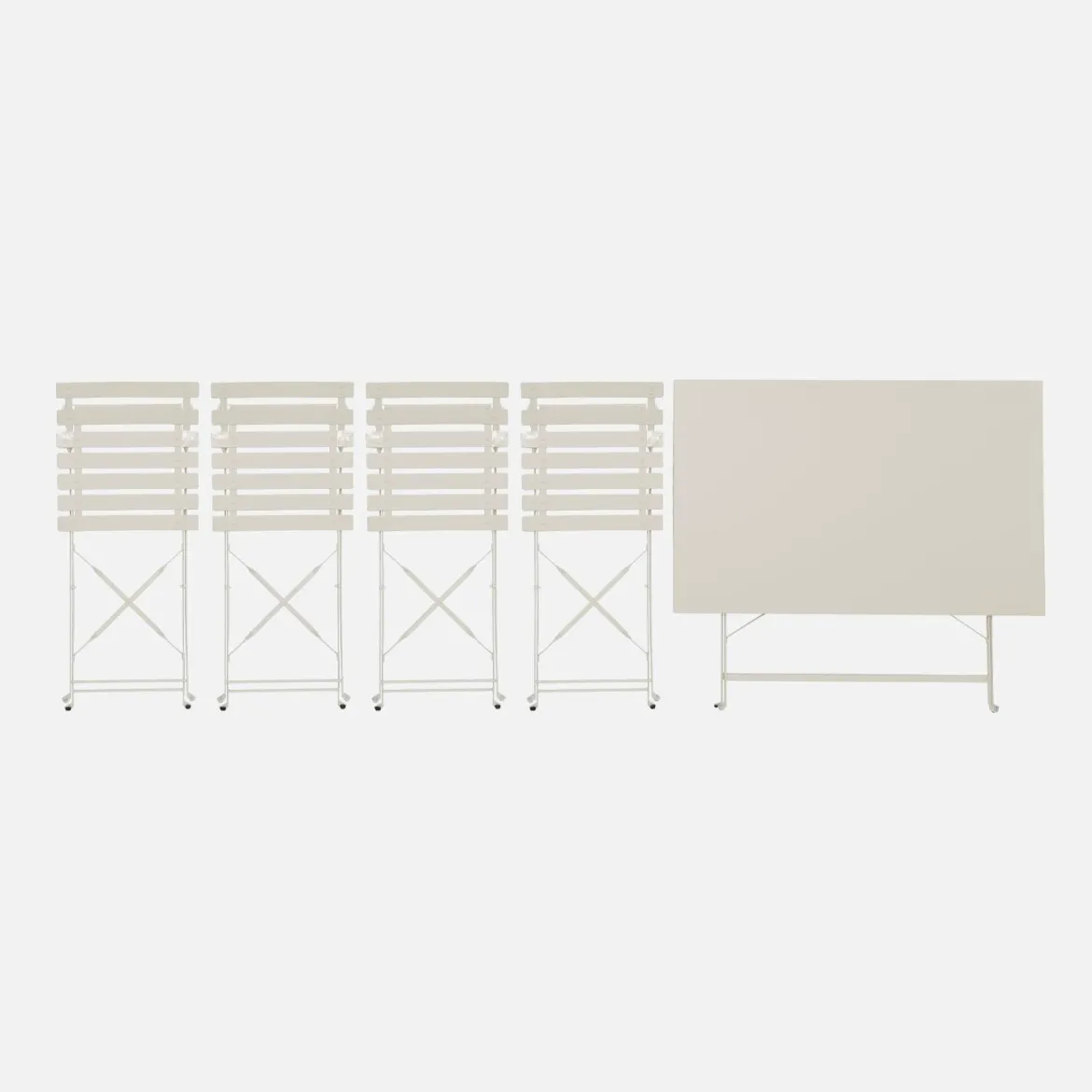 Set tavolo da giardino pieghevole in acciaio con 4 sedie, 110cm