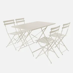 Set tavolo da giardino pieghevole in acciaio con 4 sedie, 110cm