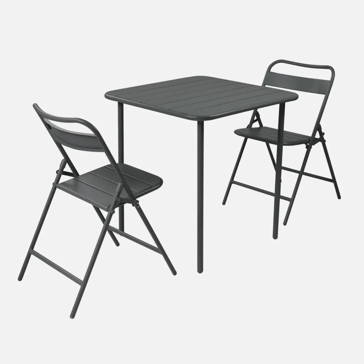 Set tavolo da giardino pieghevole in acciaio con 2 sedie, 70cm