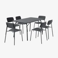 Set tavolo da giardino pieghevole in metallo con 6 sedie