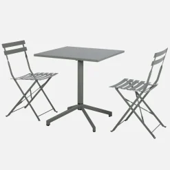 Set tavolo da giardino pieghevole in metallo con 2 sedie