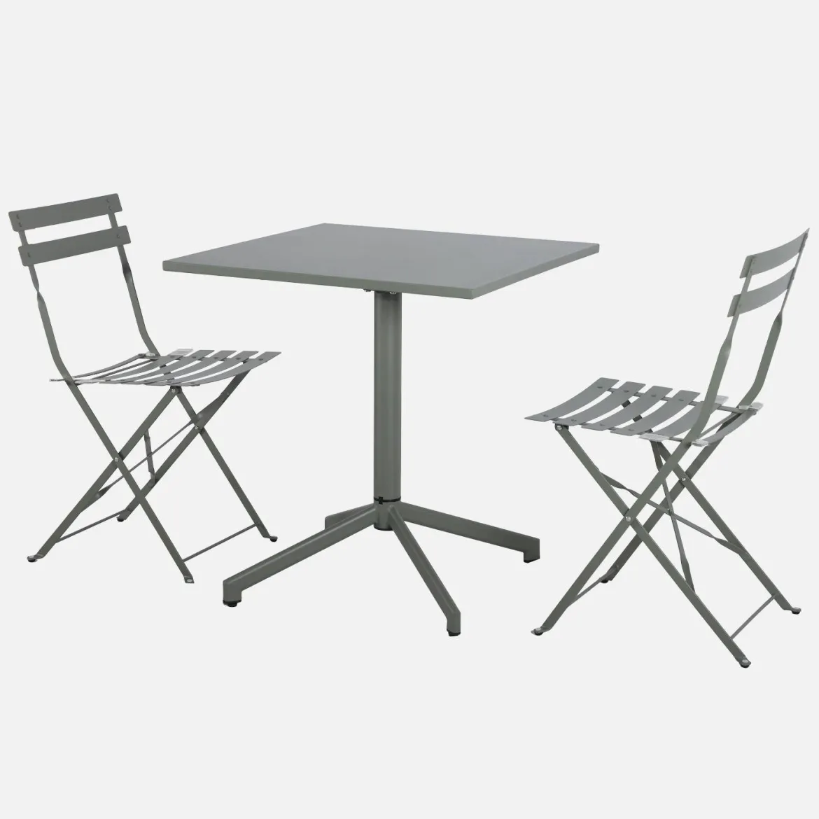 Set tavolo da giardino pieghevole in metallo con 2 sedie