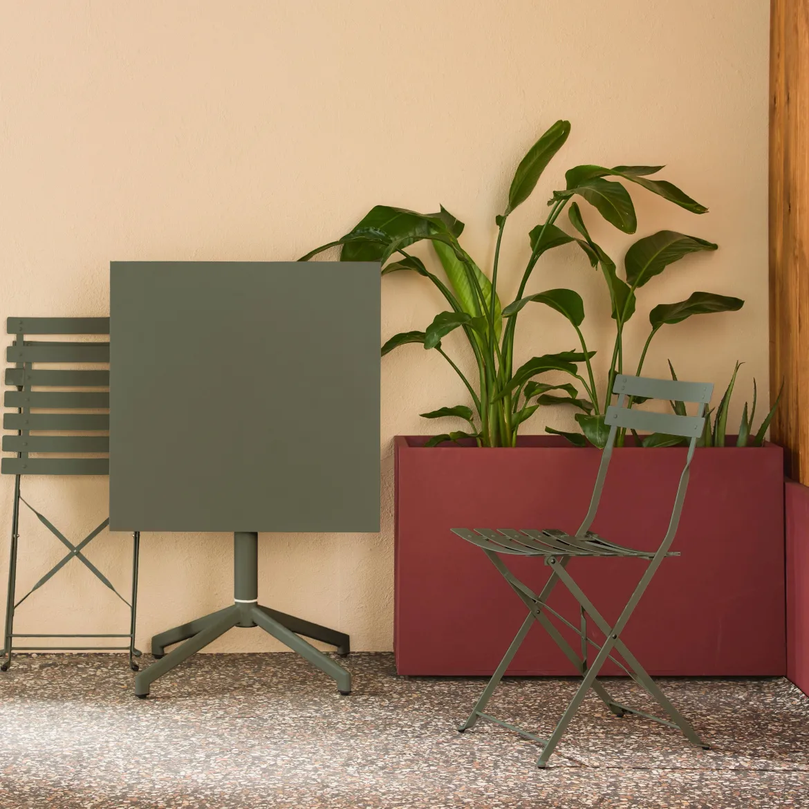 Set tavolo da giardino pieghevole in metallo con 2 sedie