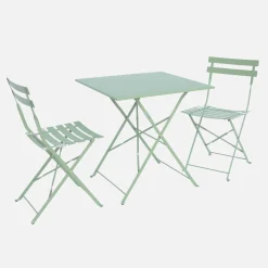 Set tavolo da giardino pieghevole in acciaio con 2 sedie, 70cm