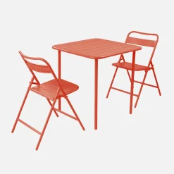Set tavolo da giardino pieghevole in acciaio con 2 sedie, 70cm