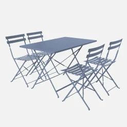 Set tavolo da giardino pieghevole in acciaio con 4 sedie, 110cm