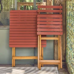 Set tavolo da giardino pieghevole in legno di acacia con 2 sedie