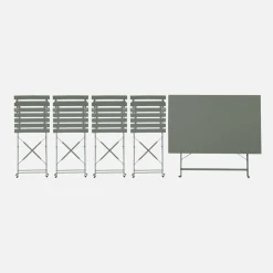 Set tavolo da giardino pieghevole in acciaio con 4 sedie, 110cm