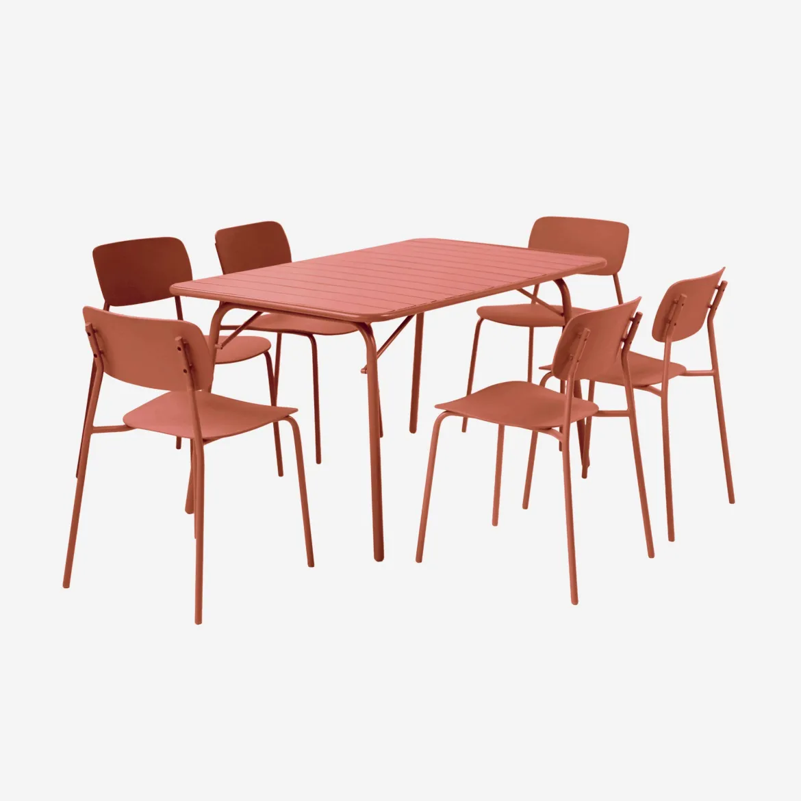 Set tavolo da giardino pieghevole in metallo con 6 sedie