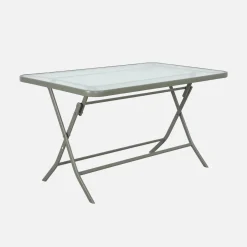 Set tavolo da giardino pieghevole in acciaio con 4 sedie