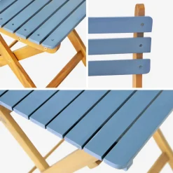 Set tavolo da giardino pieghevole in legno di acacia con 2 sedie