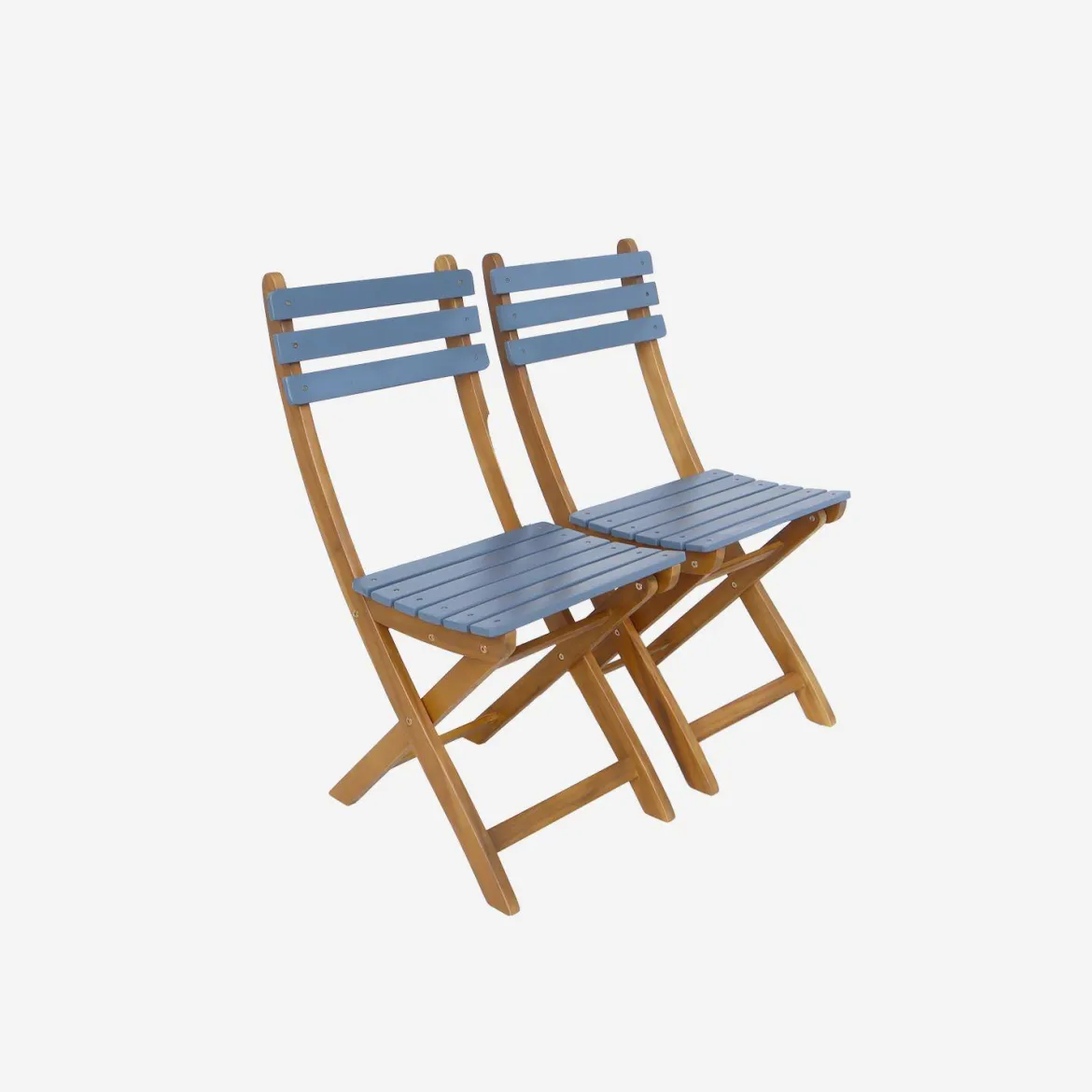 Set tavolo da giardino pieghevole in legno di acacia con 2 sedie