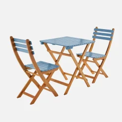 Set tavolo da giardino pieghevole in legno di acacia con 2 sedie