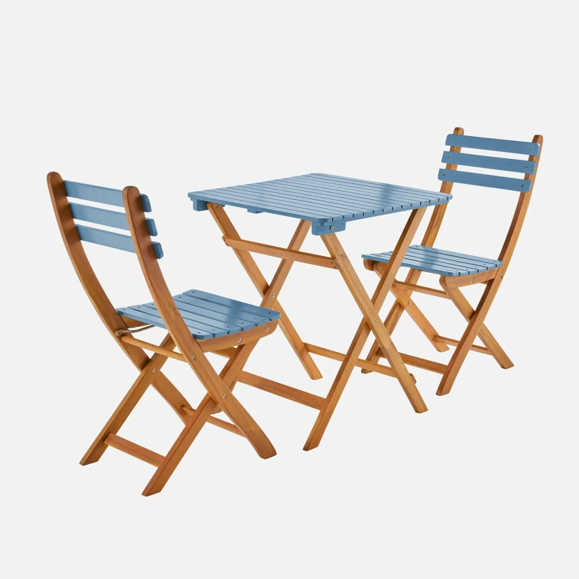 Set tavolo da giardino pieghevole in legno di acacia con 2 sedie
