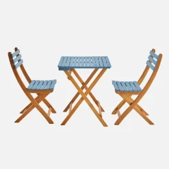 Set tavolo da giardino pieghevole in legno di acacia con 2 sedie