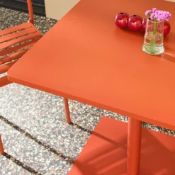 Set tavolo da giardino quadrato in acciaio con 2 sedie