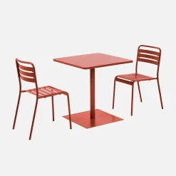 Set tavolo da giardino quadrato in acciaio con 2 sedie
