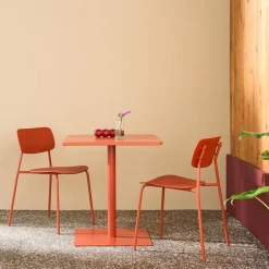 Set tavolo da giardino quadrato in acciaio con 2 sedie