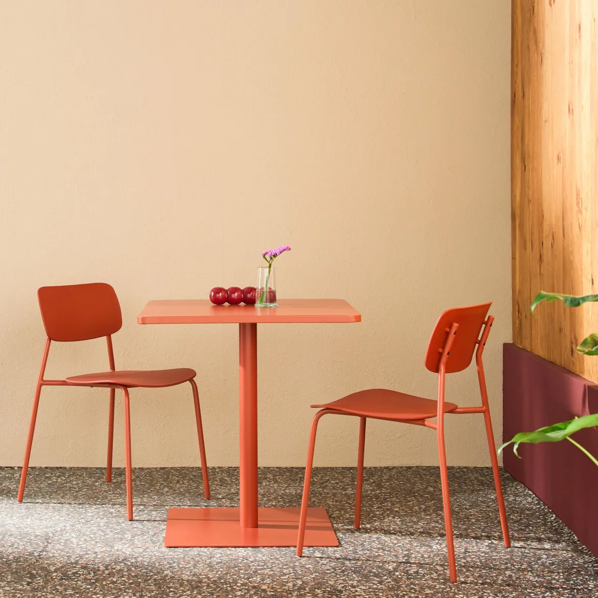 Set tavolo da giardino quadrato in acciaio con 2 sedie