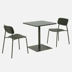 Set tavolo da giardino quadrato in acciaio con 2 sedie